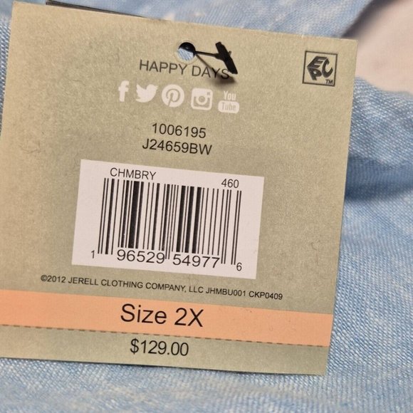 John Mark Women's Size 2X Linen Shirt Top 4th of July Star Embroidered Blue (42) - Picture 13 of 13